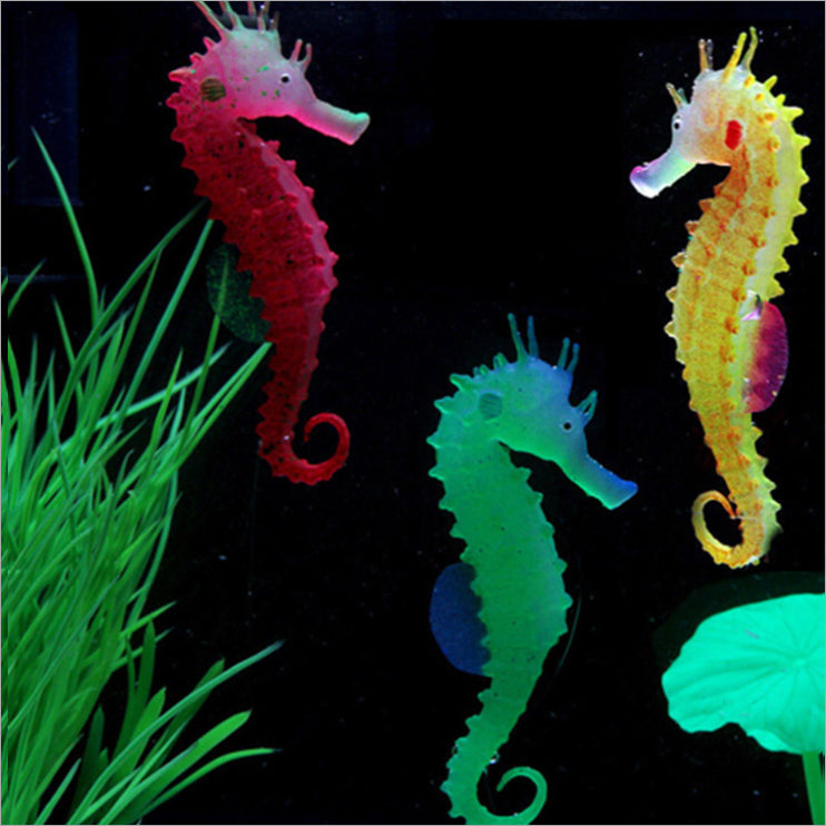 Artificial Luminous Glowing Effect Sea Horse Fish Tank Simulation Jellyfish Hippocampus Ornament Decoration Landscape